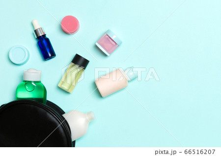 Group of beauty cream bottles dropped out of the Group of beauty cream bottles dropped out of the 66516207