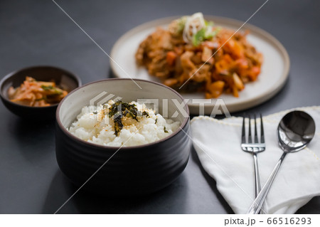 rice topped with sesame and seaweed with korean rice topped with sesame and seaweed with korean 66516293