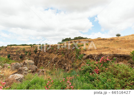 landscape on the Golan Heights against the blue 66516427