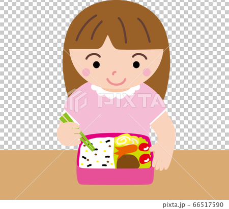 お弁当を食べる女の子 66517590