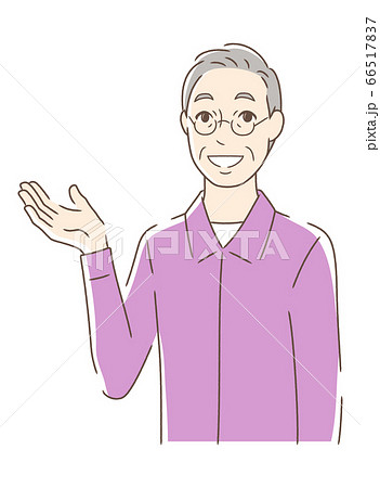 笑顔で手のひらを差し出す男性 笑顔で手のひらを差し出す男性 66517837
