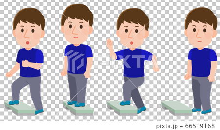 室内運動 踏み台昇降をする男性 イラストのイラスト素材