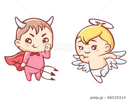 Little angel and demon cartoon. Kawaii cute... - Stock Illustration  [66520314] - PIXTA
