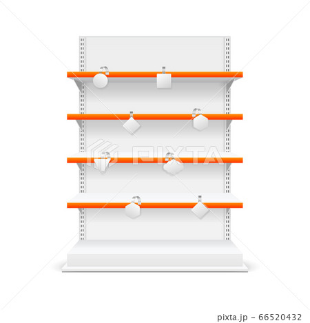 Realistic Detailed 3d White Blank Store Shelves Template Mockup. Vector 66520432