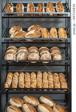 Bread variety on bakery metal shelf Bread variety on bakery metal shelf 66520836