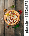Tasty Shrimp Pizza on wooden background 66520872