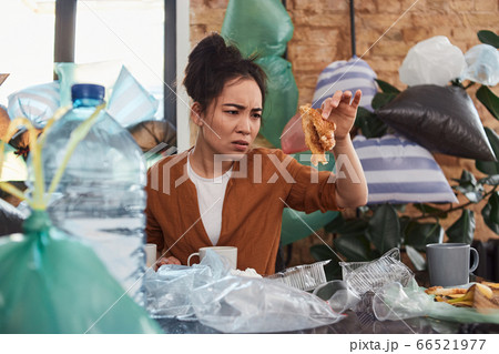 Depressed young female is understanding that she is a bad houskeeper 66521977