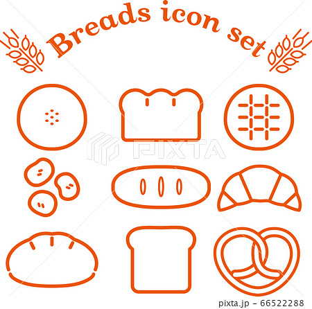 シンプルなパンのアイコンセットのイラスト素材