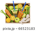 Juice Cups with space for logo in the vegetable drawer with fruit pple, lemon, carrot, celery, ginger, Juice Cups with space for logo in the vegetable drawer with fruit pple, lemon, carrot, celery, ginger, 66523183