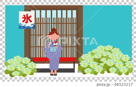 A woman living and eating shaved ice 66523217