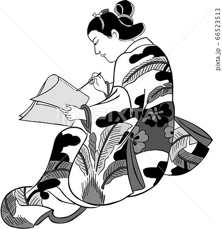浮世絵 女性 その78 白黒のイラスト素材 [66523513] - PIXTA