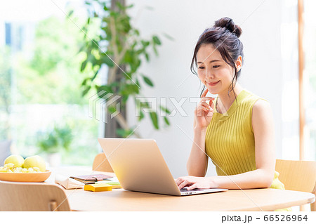 テレワークする若い女性 66526964
