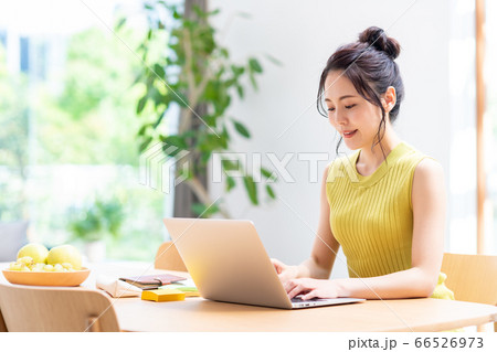 テレワークする若い女性 66526973