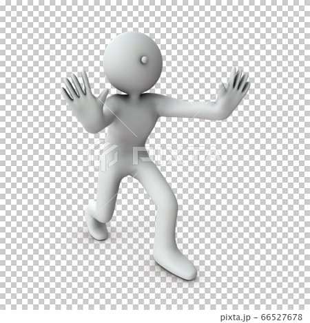 抵抗並阻止入侵的角色。 3D例證。 66527678