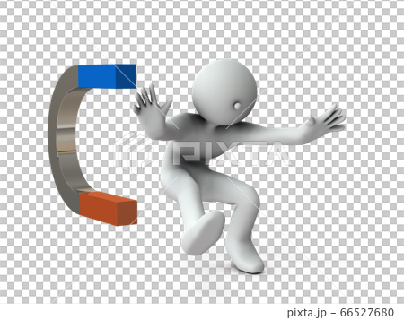 一個人被磁鐵吸引。 3D渲染 66527680
