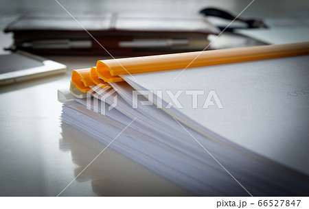 山積みの書類　報告書や資料　提案書の山 66527847