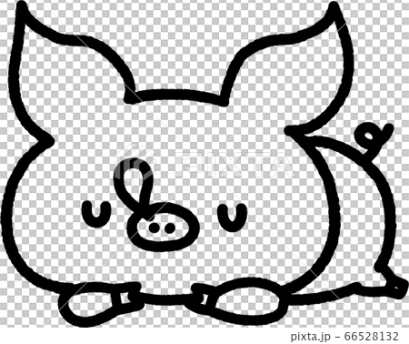 眠っているブタのキャラクター 66528132