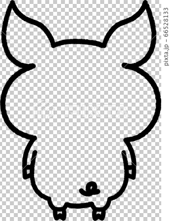 後ろ向きで立つブタのキャラクター 66528133