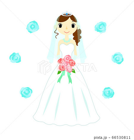 Aラインのウエディングドレスを着た花嫁のイラスト素材 Aラインのウエディングドレスを着た花嫁のイラスト素材