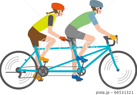 タンデム自転車に乗るカップル 66531321