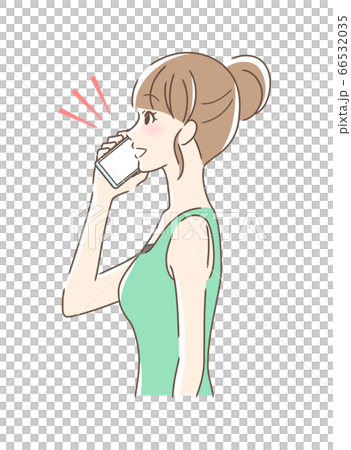 スマホで通話する女性の横顔 66532035