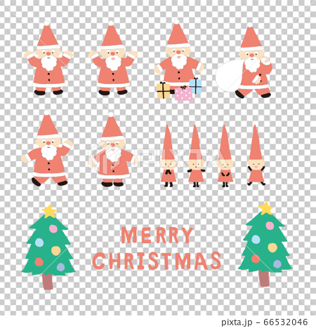 クリスマスのサンタクロースと小人のイラストセットのイラスト素材