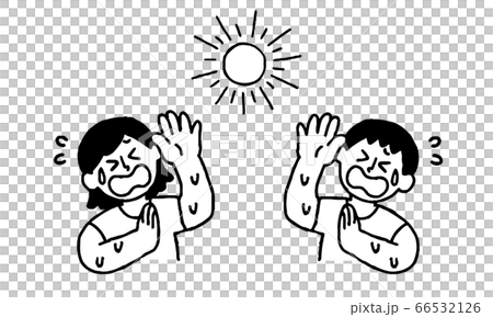 太陽の熱 紫外線を浴びる男女 シンプル のイラスト素材