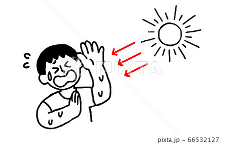 太陽の熱 紫外線を浴びる男性 シンプル のイラスト素材