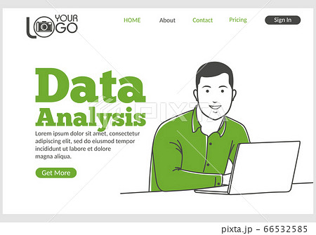 Data analysis landing page in thin line style. Data analysis landing page in thin line style. 66532585