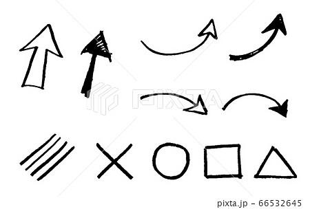 手描きの矢印や記号セットのイラスト素材