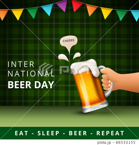 International Beer Day, on August. Cheers with clinking beer mugs conceptual. vector illustration. International Beer Day, on August. Cheers with clinking beer mugs conceptual. vector illustration. 66533155