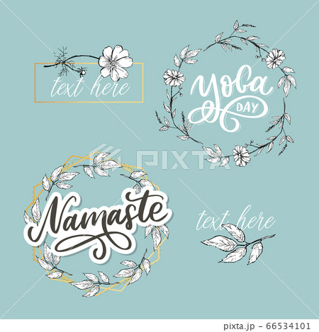 Hand drawn namaste card. Hello in hindi. Ink 66534101