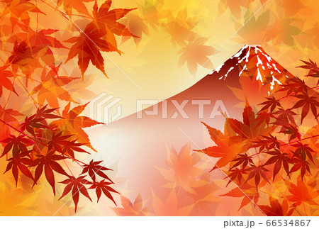 富士山　紅葉　もみじ　背景 66534867