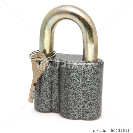Padlock with keys isolated on white background 66535611