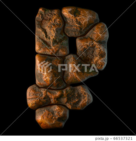 Rocky symbol rouble. Font of stone on black background. 3d Rocky symbol rouble. Font of stone on black background. 3d 66537321