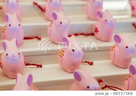 初夏の熊野神社(熊野大社)　うさぎの置物　山形県南陽市 66537368
