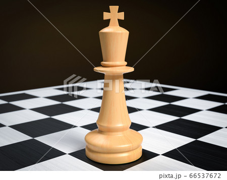 King Wooden Chess Piece Standing On The のイラスト素材