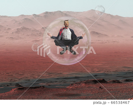 Imagine people live on Mars. Close up landscape of an abandoned planet, beauty of life on Mars. 66538467