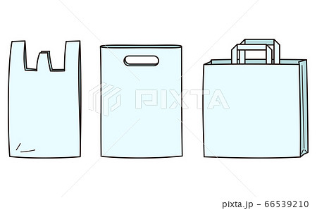 シンプルなレジ袋 レジ袋 ビニールバック 紙袋 主線ありのイラスト素材