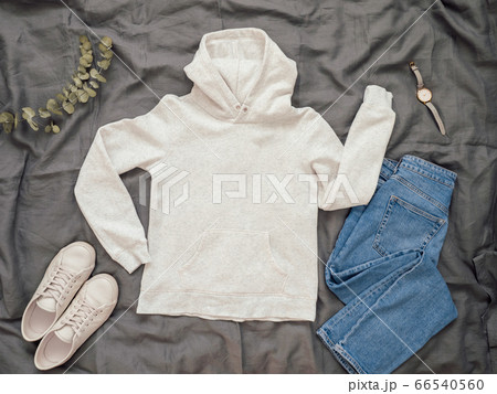 White hoody mock up, copy space for print design White hoody mock up, copy space for print design 66540560