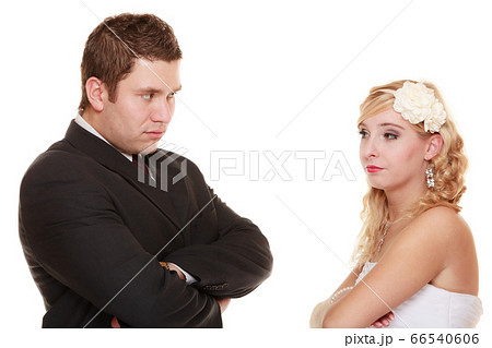 bride and groom looking at each other offended bride and groom looking at each other offended 66540606