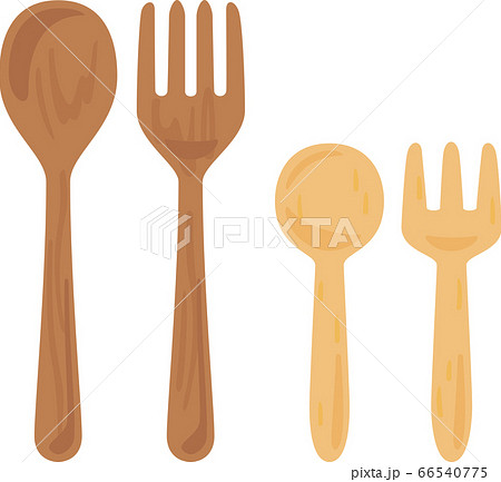 Wooden Spoon And Fork Stock Illustration
