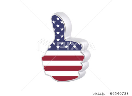 Thumb Up graphic illustration with American flag isolated on white background with clipping path 66540783