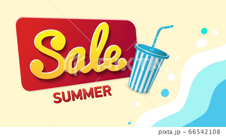 Summer Sale, Promotion banner Offer. Beach and waves. 66542108