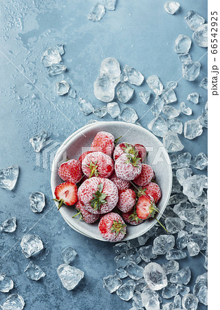 Frozen strawberry with crystals of ice Frozen strawberry with crystals of ice 66542925