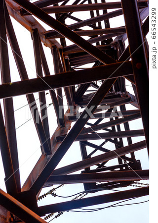 A high-voltage electricity tower. A High-voltage 66543299