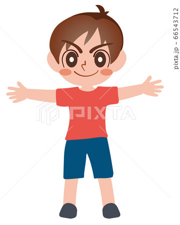 両手を広げて距離をとる子供、ソーシャルディスタンス 66543712