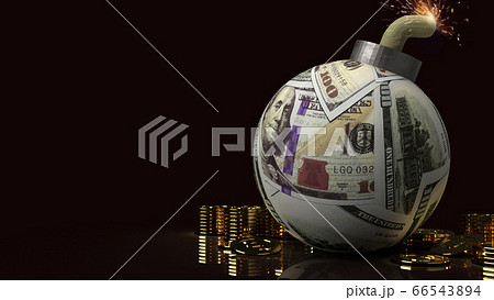 The bomb surface by 100 dollar bank note 3d rendering for business crisis content. The bomb surface by 100 dollar bank note 3d rendering for business crisis content. 66543894