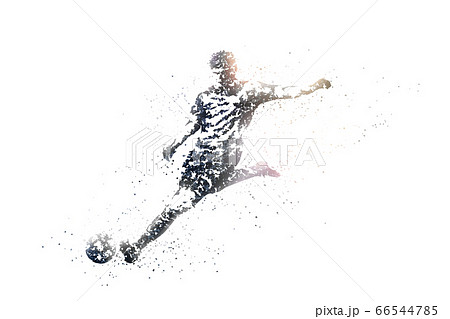 サッカーのシルエット 白黒の粒子 背景透明のイラスト素材