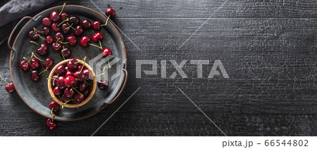 Metallic vintage tray, surface and cup with red 66544802